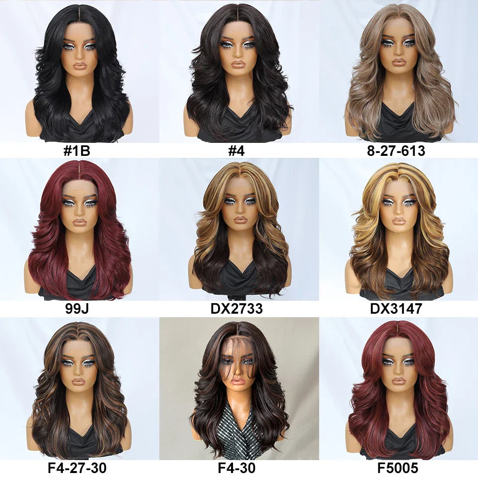 Layered Bangs Red Synthetic Part Lace Wig