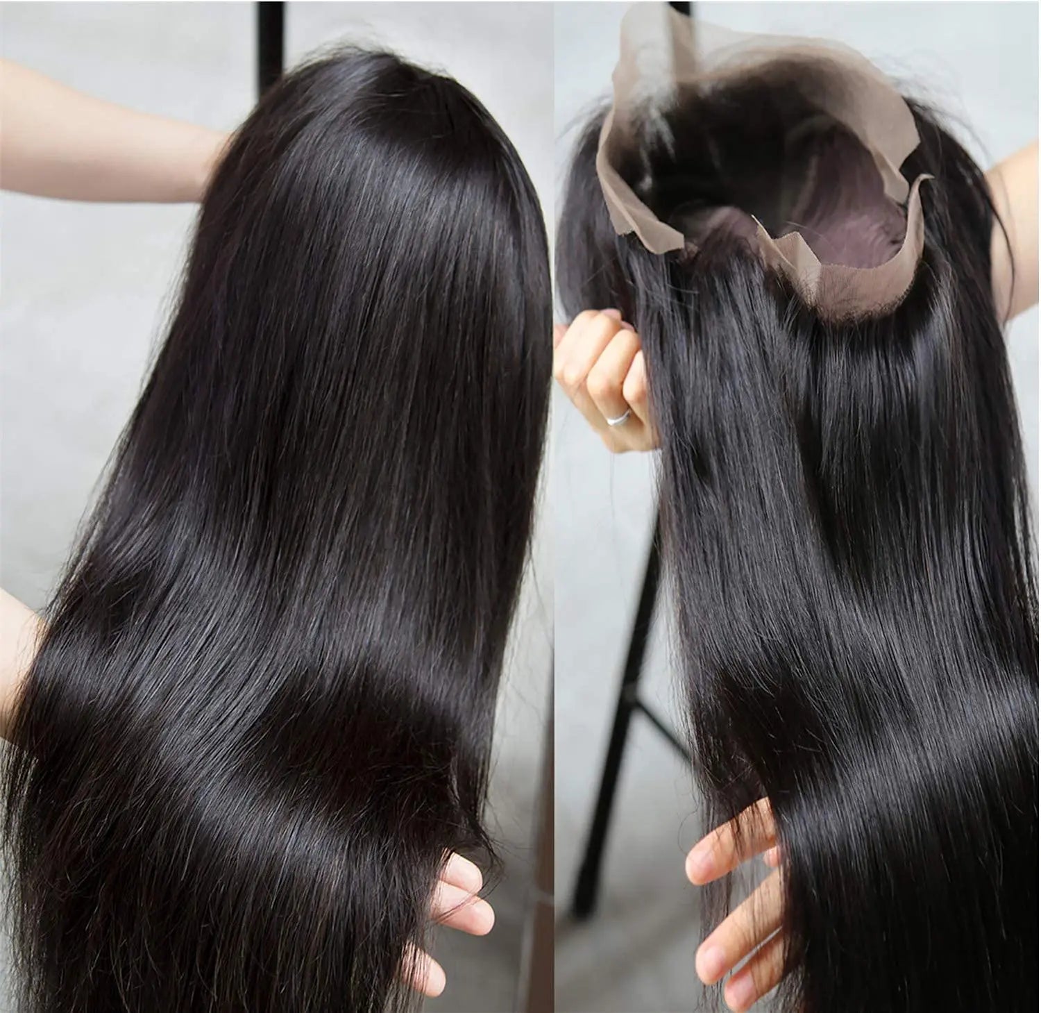 Natural Black Silk Base Lace Wigs
