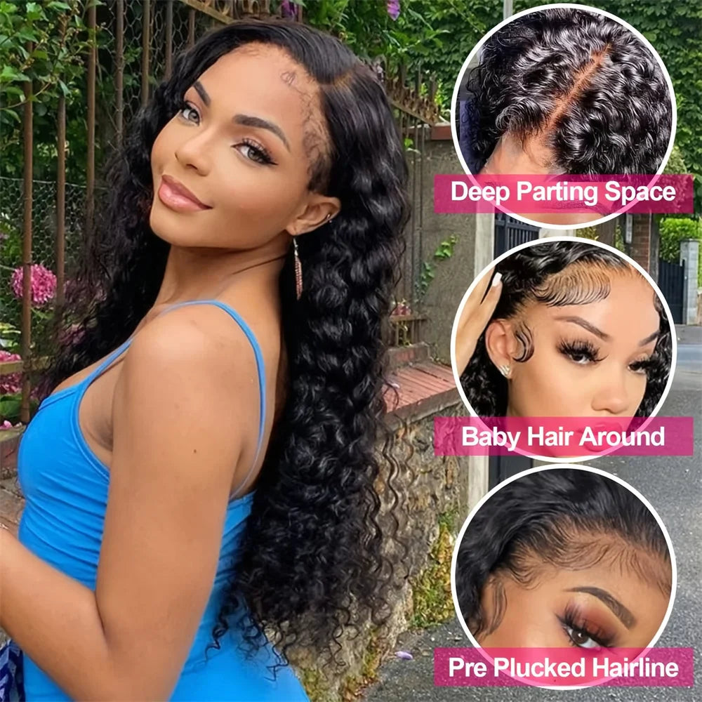 Deep Wave Human Hair Brazilian Lace Front Wigs