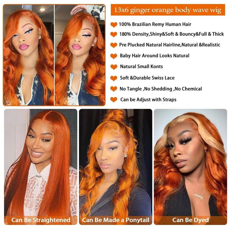 Orange Ginger Lace Front Pre Plucked Wigs