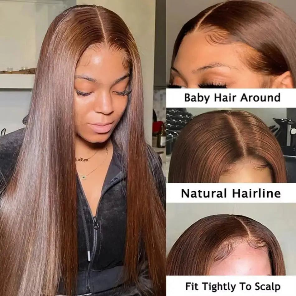 Chocolate Brown Silk Base Lace Wigs