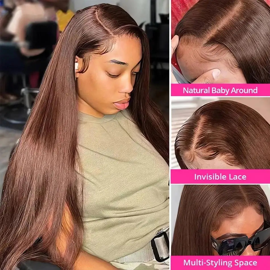 Chocolate Brown Silk Base Lace Wigs