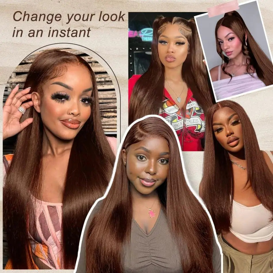 Chocolate Brown Silk Base Lace Wigs