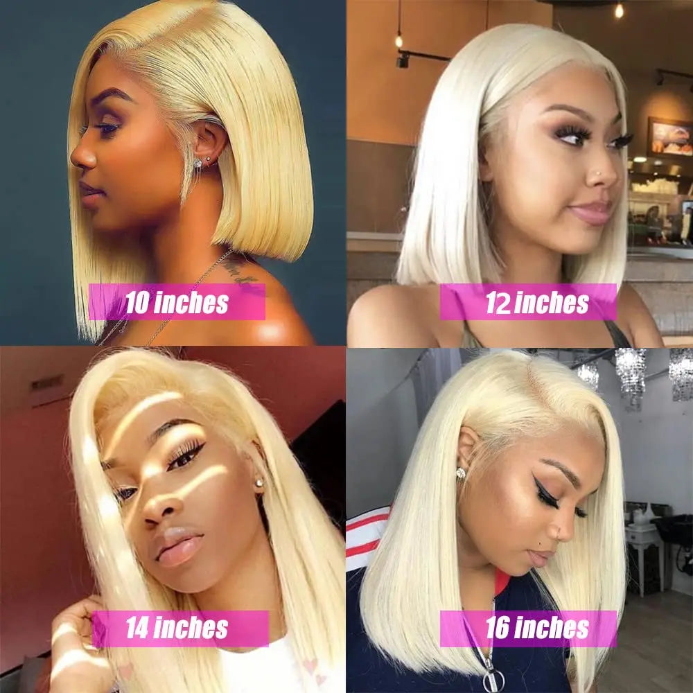 Blonde Short Bob Transparent Lace Front Wigs