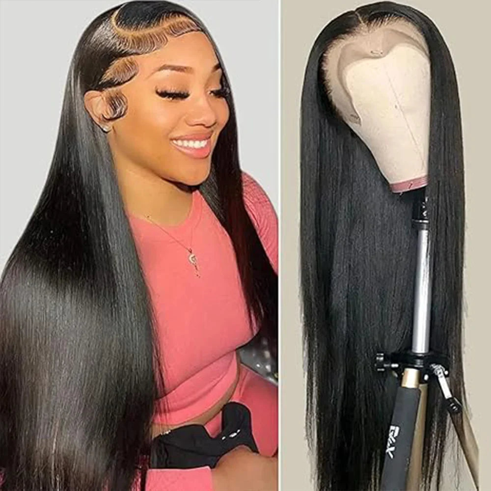 Straight Human Hair Silk Base Lace Wigs