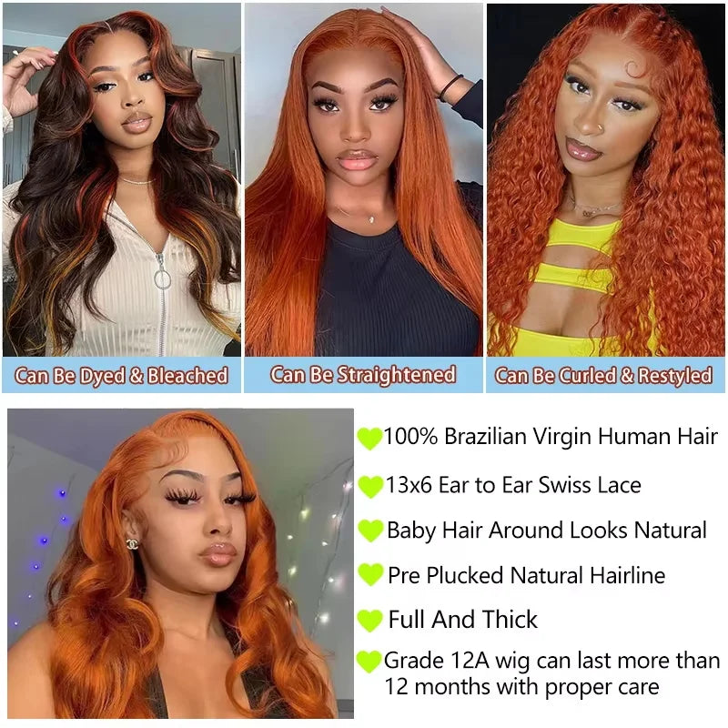 Ginger Orange Lace Front Wigs