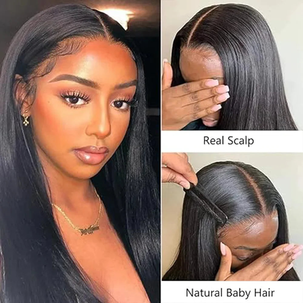 Straight Human Hair Silk Base Lace Wigs