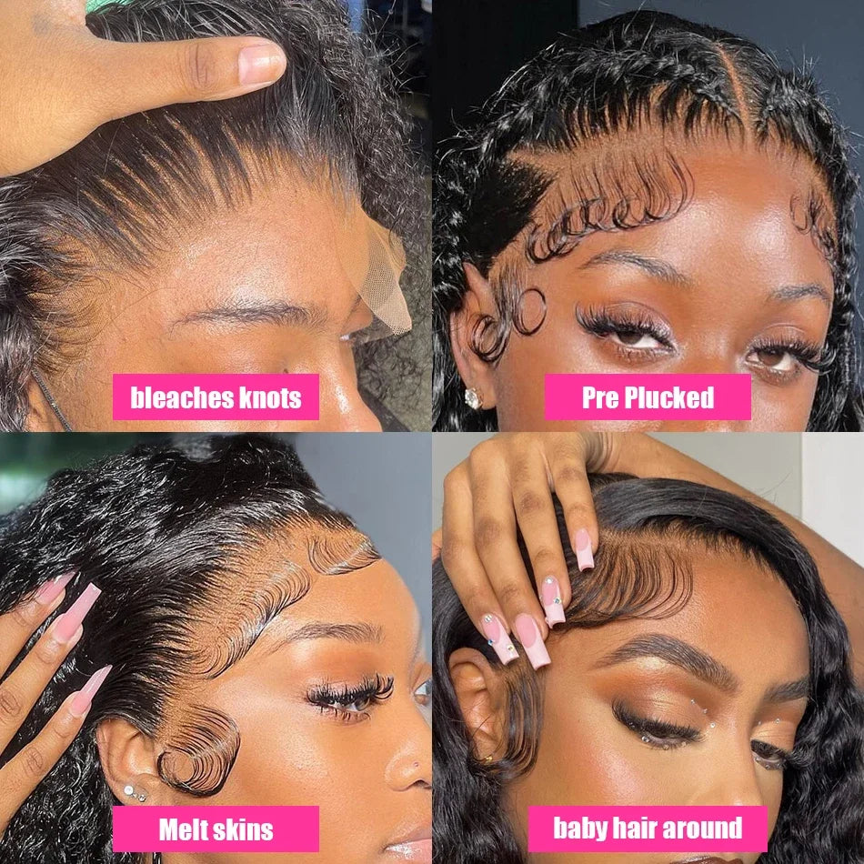 Water Wave Curly Pre Plucked Lace Front Wigs