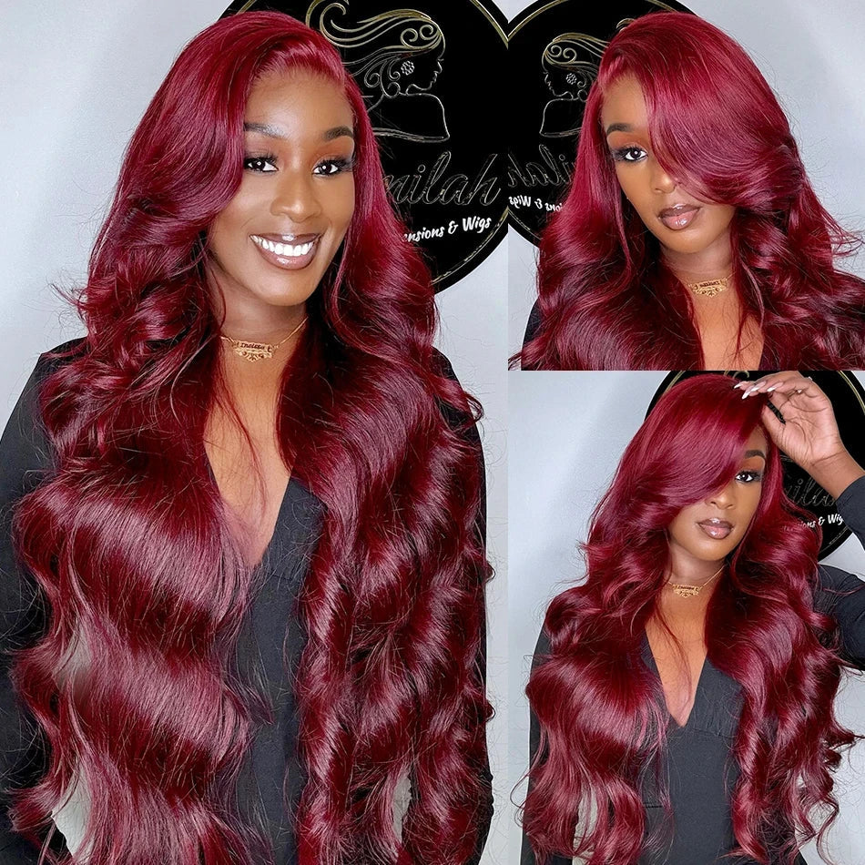 Burgundy Body Wave Hd Lace Frontal Human Hair Wig