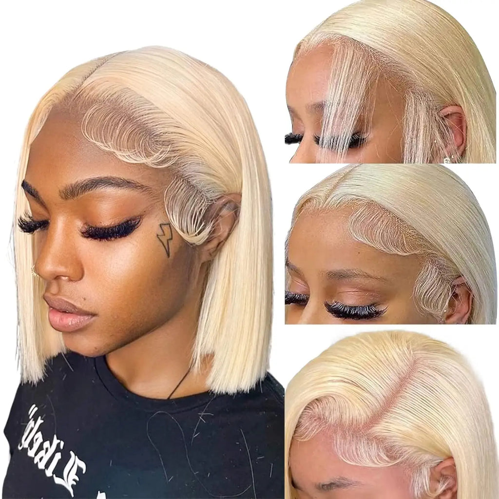 Blonde Short Bob Transparent Lace Front Wigs