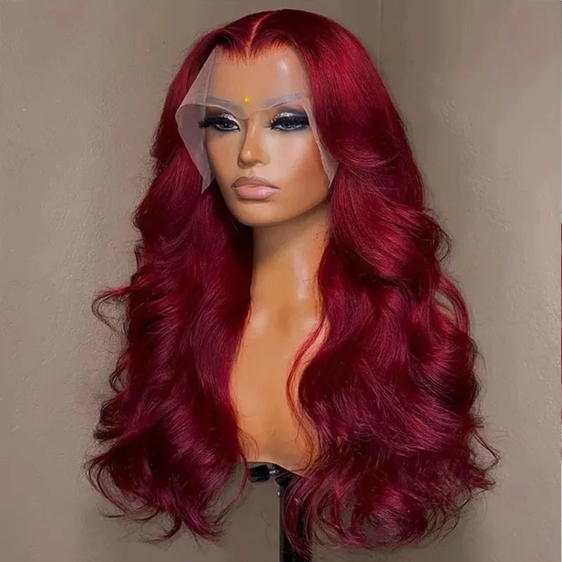 Burgundy Body Wave Hd Lace Frontal Human Hair Wig