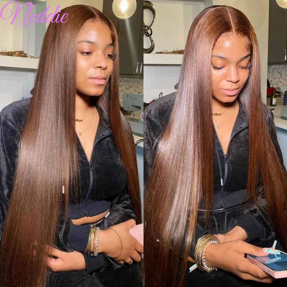 Chocolate Brown Silk Base Lace Wigs