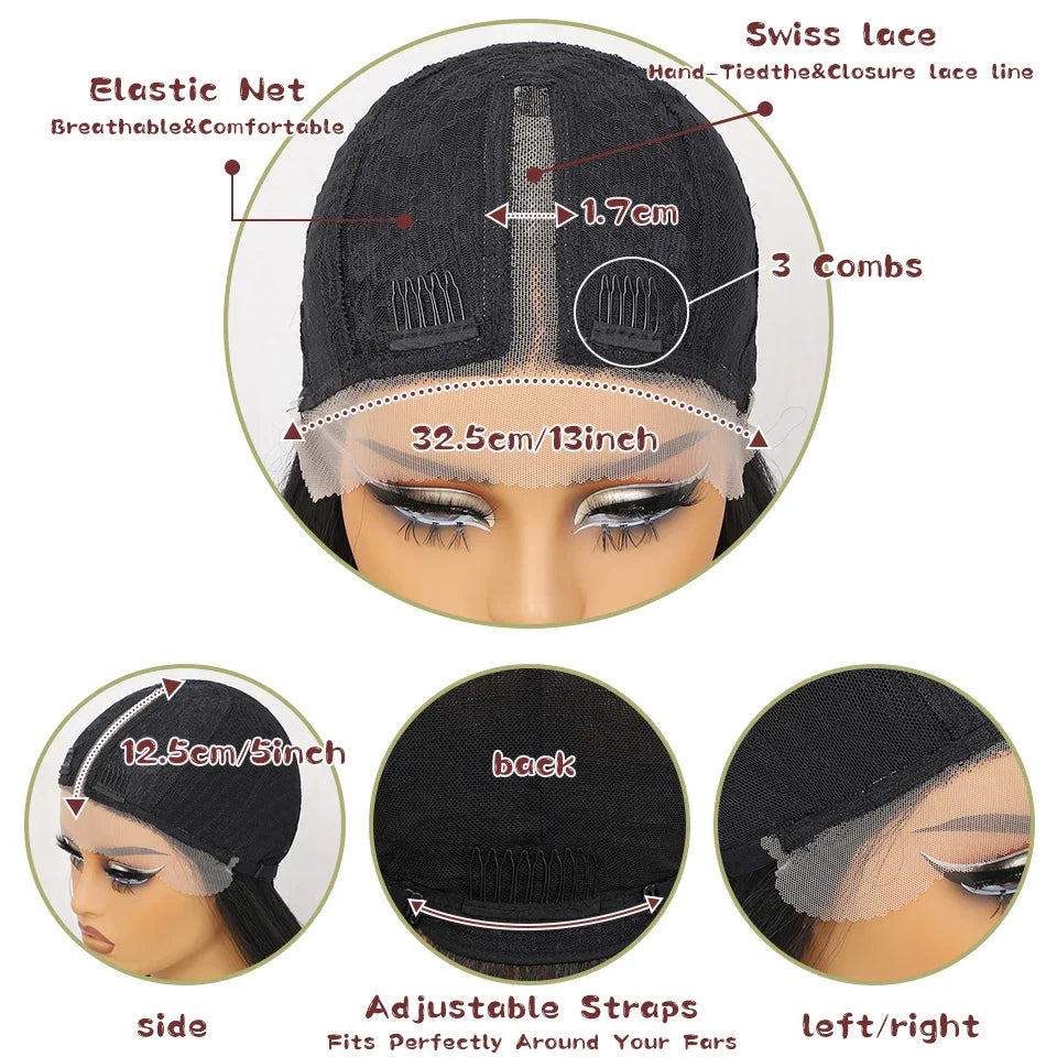 Layered Bangs Red Synthetic Part Lace Wig
