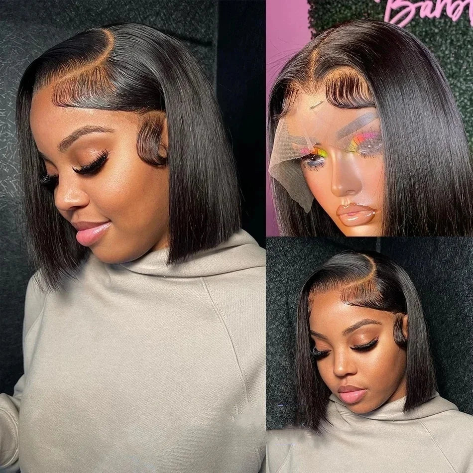 Blonde Short Bob Transparent Lace Front Wigs