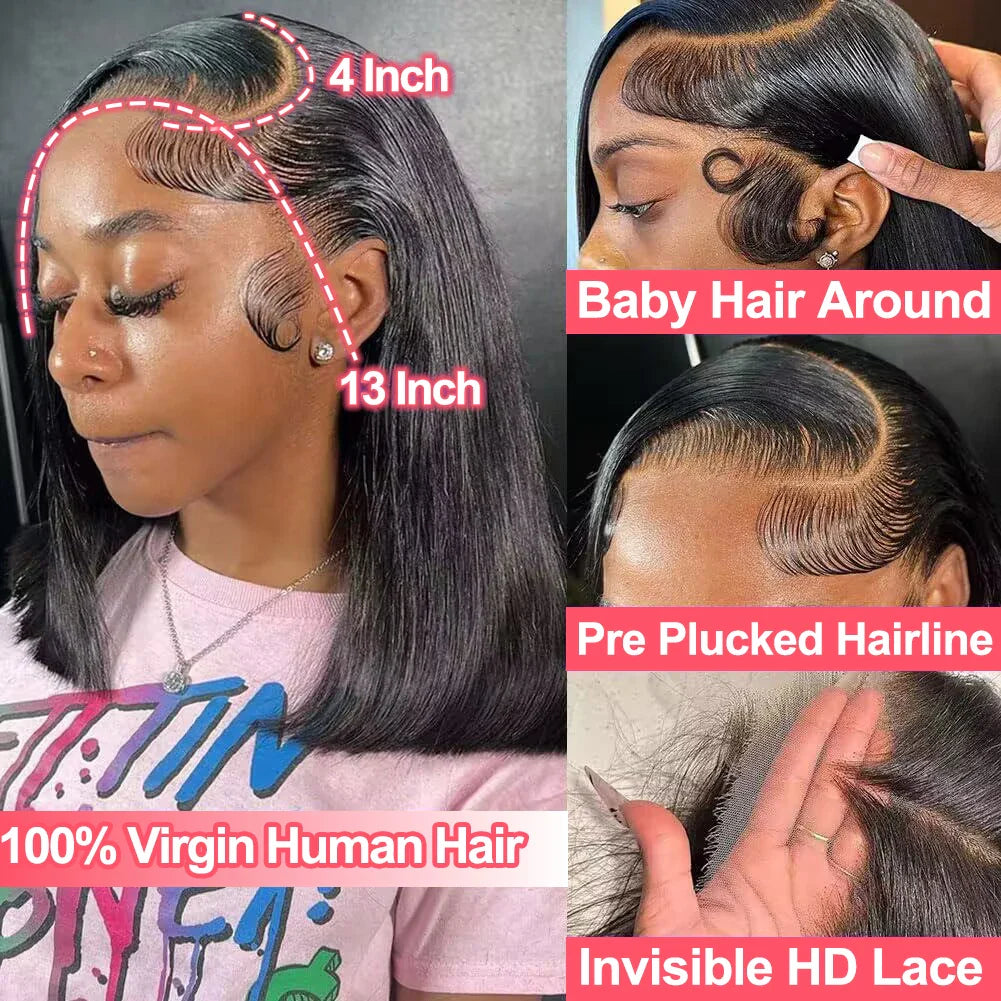 Bob Human Hair Lace Pre Plucked Wig