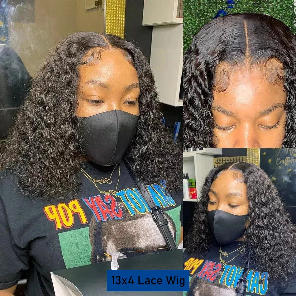 Deep Curly Short Part Lace Wigs