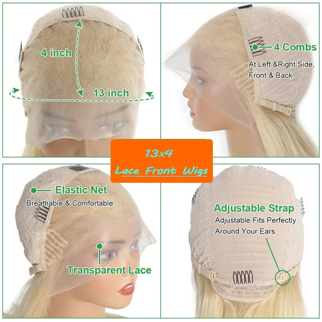 Blonde Short Bob Transparent Lace Front Wigs