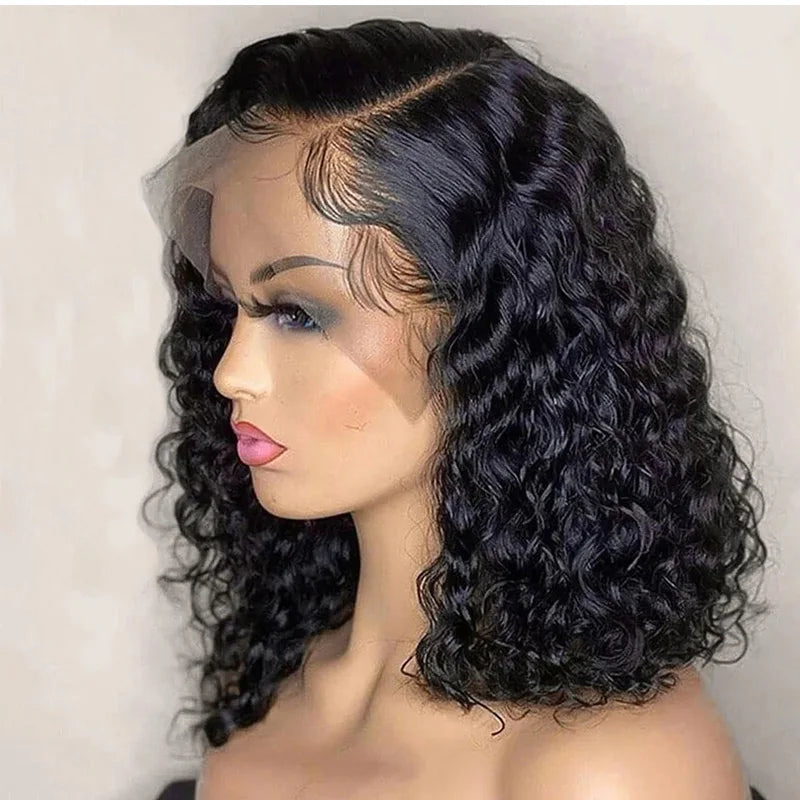 Deep Wave Pre-Plucked Side Part Short Bob Wigs