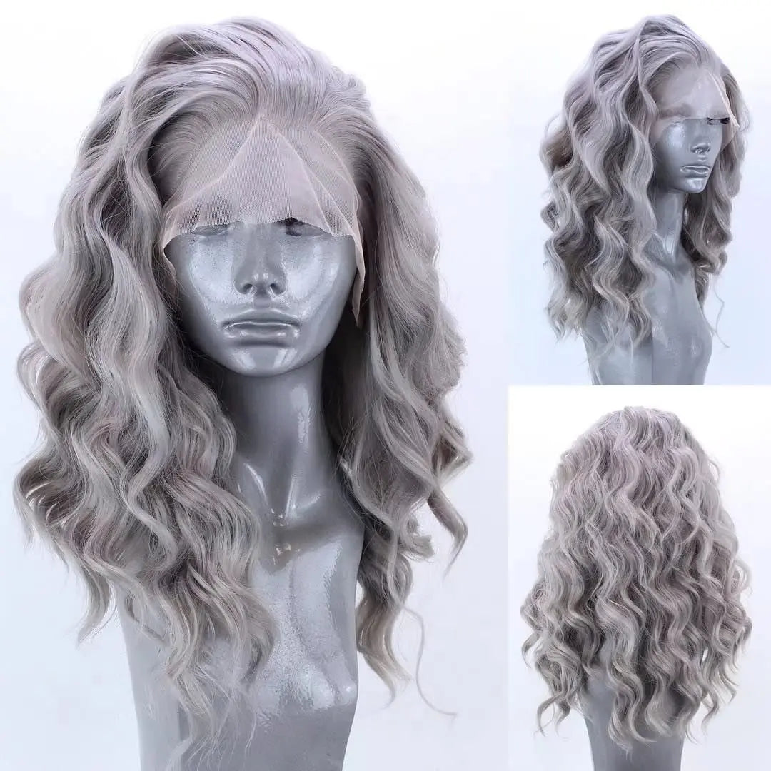 Light Grey Short Bob Synthetic Lace Front Wigs