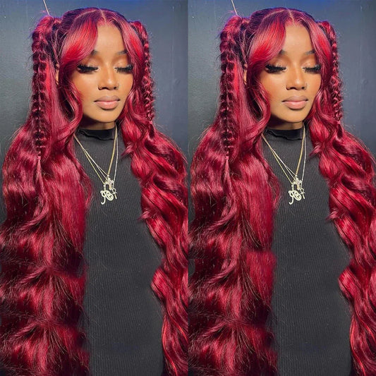 Burgundy Body Wave Hd Lace Frontal Human Hair Wig