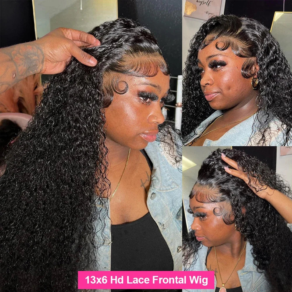 Water Wave Curly Pre Plucked Lace Front Wigs