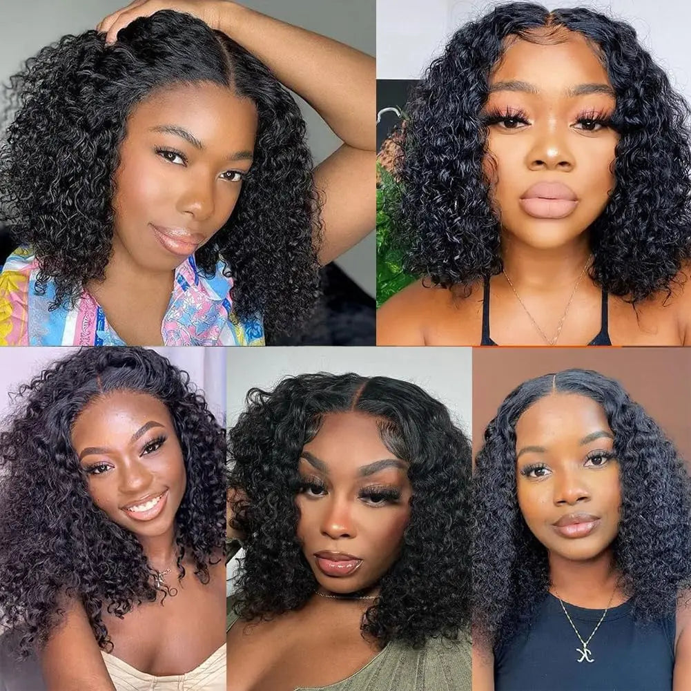 Deep Curly Short Part Lace Wigs