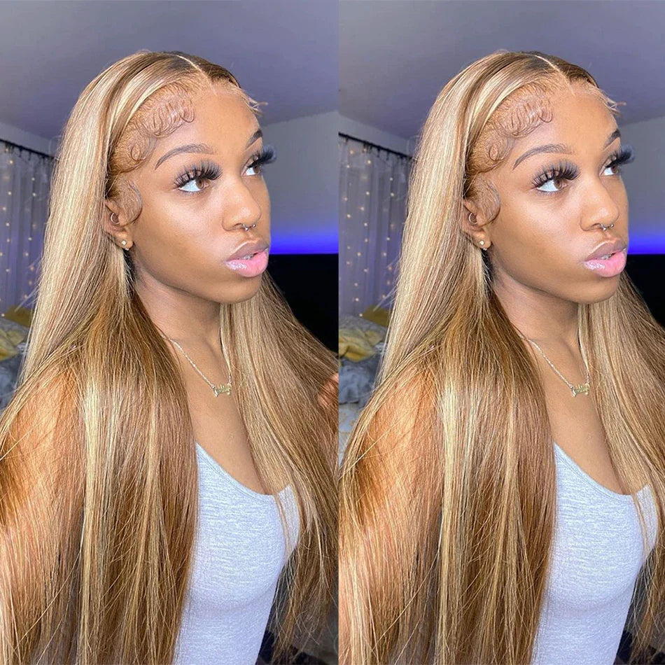 Bone Straight Blond Ombre HD Lace Wig
