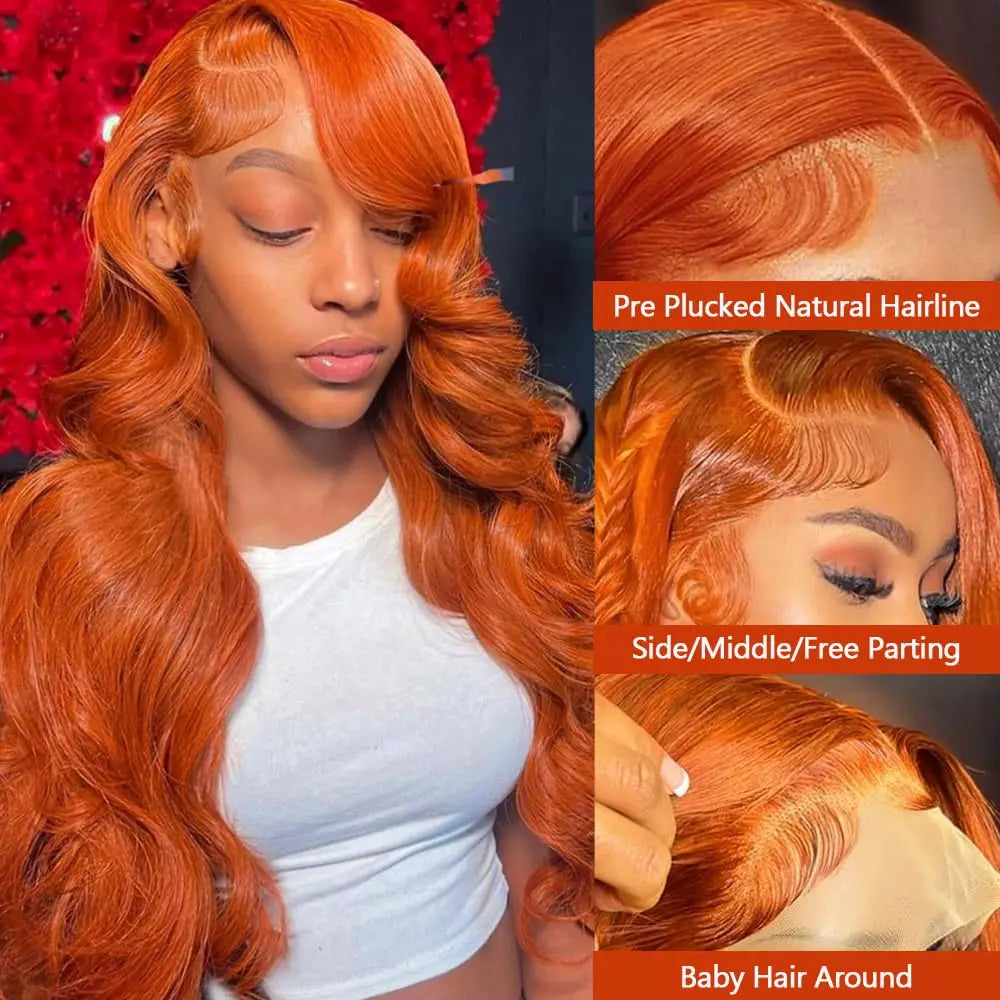 Orange Ginger Lace Front Pre Plucked Wigs