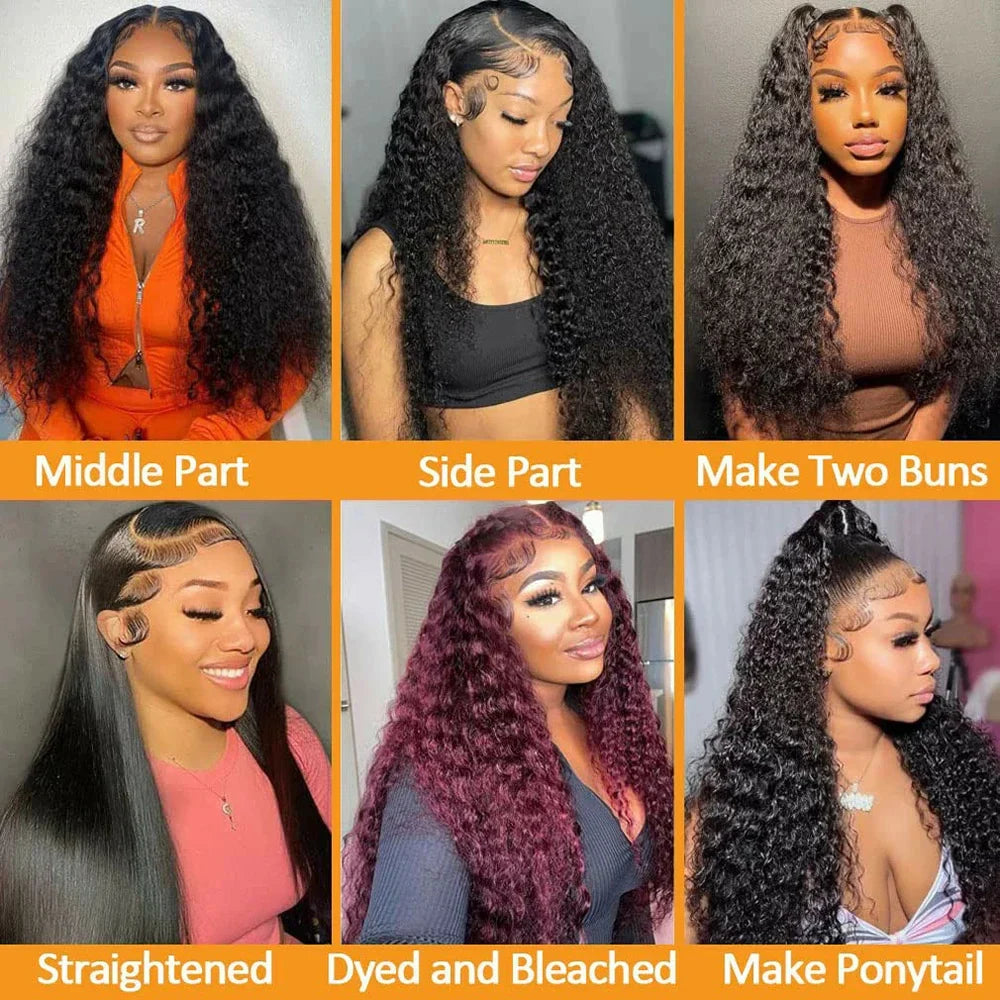 Water Curly 13x6 HD Transparent Lace Frontal Human Hair Wigs