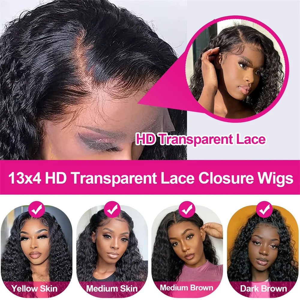 Deep Wave Human Hair Brazilian Lace Front Wigs
