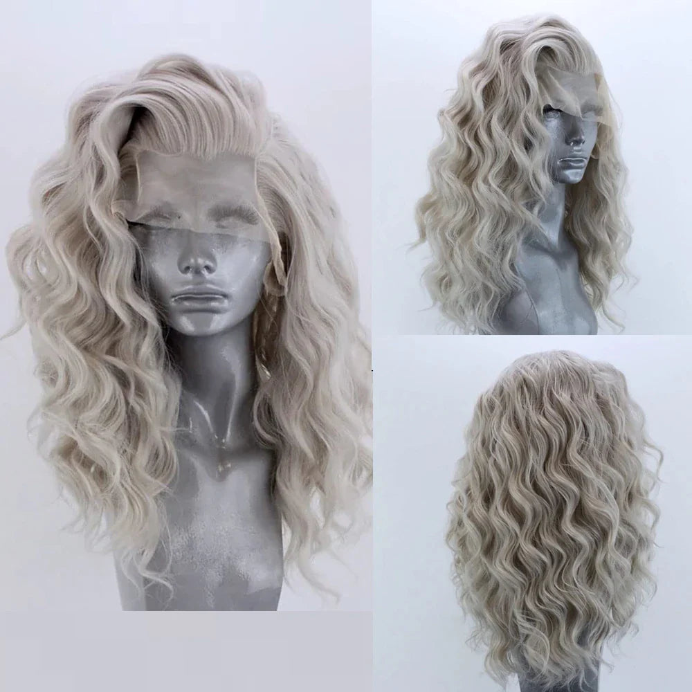 Light Grey Short Bob Synthetic Lace Front Wigs