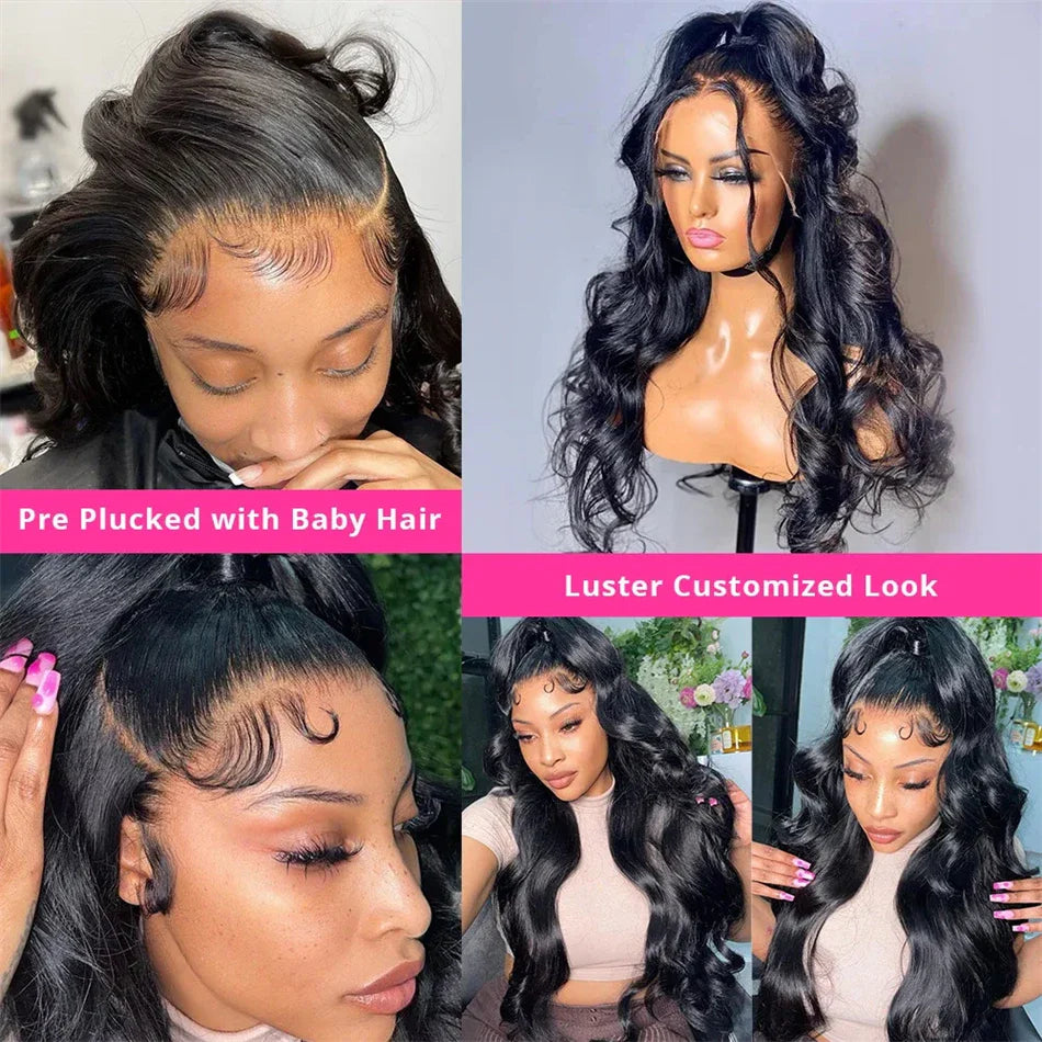 Preplucked Black Body Wave Human Hair Wigs