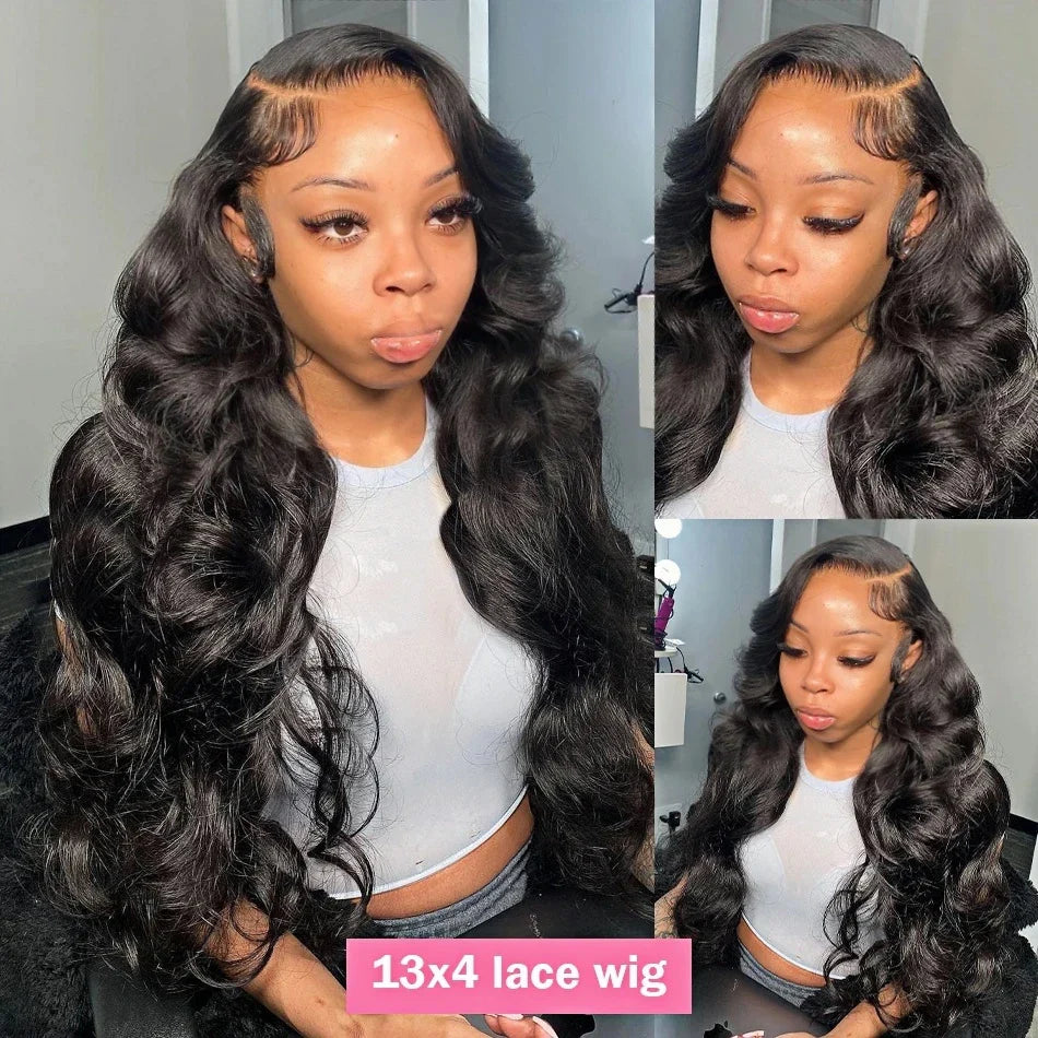 Preplucked Black Body Wave Human Hair Wigs